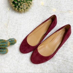 J. Crew Plum Suede Heeled Ballet Flats Size 9